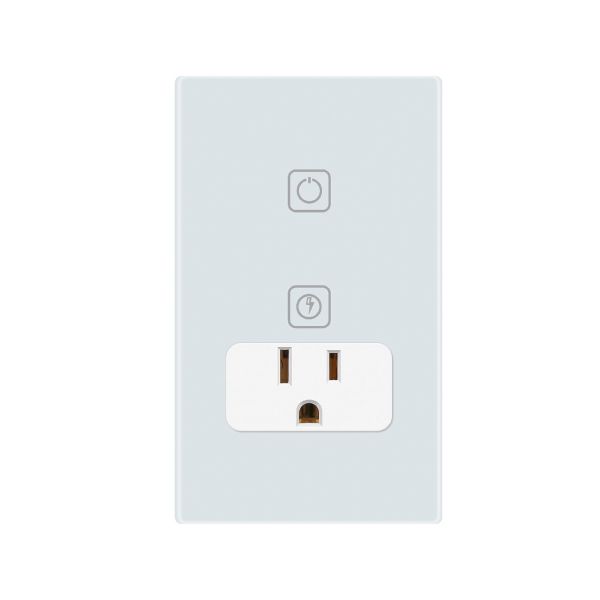 Apagador con contacto inteligente, 1 botón táctil y 1 enchufe, compatible con app móvil y asistentes de voz, blanco. TSWI1SPMVBTCW Tecnolite