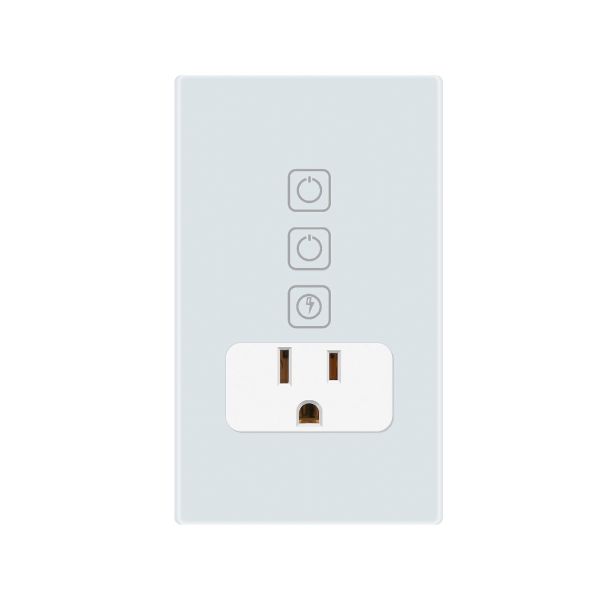 Apagador con contacto inteligente, 2 botones táctiles y 1 enchufe, compatible con app móvil y asistentes de voz, blanco. TSWI2SPMVBTCW Tecnolite