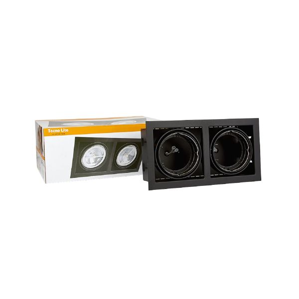 Lámpara Doble Empotrable, para Interior, Negro, Base G53 YD-700-2/N Tecnolite