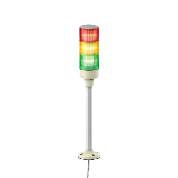 Torre luminosa LED, rojo, verde, √°mbar, 3 colores, LED integrado, con zumbador, placa de fijaci√≥n del tubo de aluminio, 24 V. XVGB3SH Schneider Electric