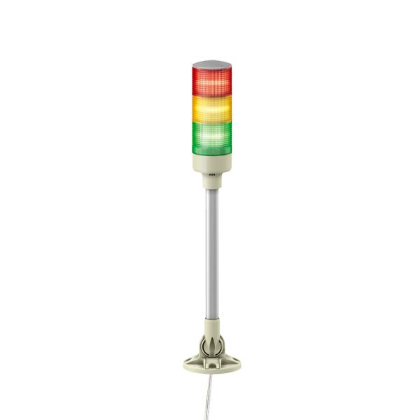 Torre luminosa LED, rojo, verde, √°mbar, 3 colores, LED integrado, con zumbador, soporte plegable , 24 V. XVGB3SM Schneider Electric