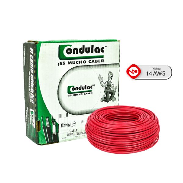 Caja 100 Mts Cable Rojo Thw Cal 14 Awg  100% cobre Condulac 