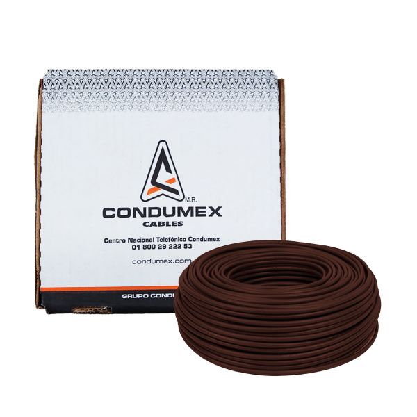 Caja de 100 M., cable café THW, calibre 14, 100% cobre. CTHW-14C Condumex