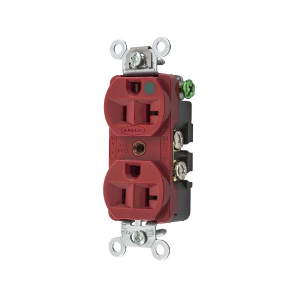 Contacto Duplex de 20 A 125 V CA/ A prueba de Manipulaciones / Nema 5-20R / Grado Hospitalario / Color Rojo. HUB-8300-RED-LTRA - Código: HUB-8300-RED-LTRA | Compra en Guadalajara
