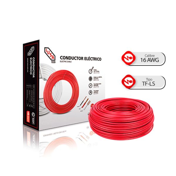 Caja 100 m de Cable Rojo THW Calibre 16 AWG 100% Cobre IUSA